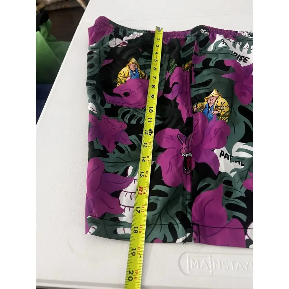 RSVLTS Jurassic Park Dennis Nedry Swim Shorts Mens 2XL Paradise Print Trunks